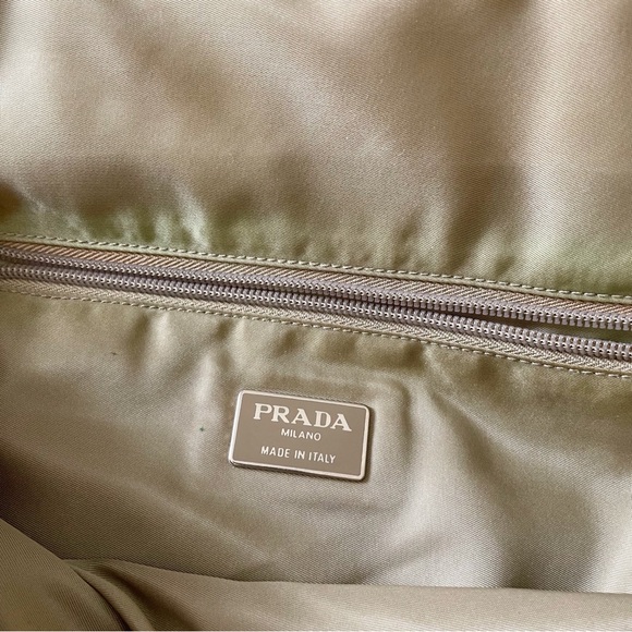Prada tan Tessuto nylon triangle logo minimal tote bag medium size - Picture 11 of 12